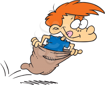 Royalty Free Clipart Image of a Child in a Sack Race