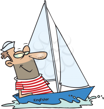 Royalty Free Clipart Image of a Man in a Sailboat