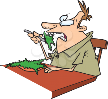 Royalty Free Clipart Image of a Man Eating Salad