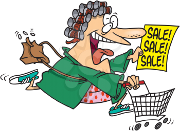 Royalty Free Clipart Image of a Woman Shopping for Sales