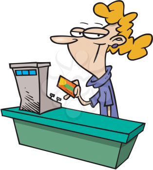 Royalty Free Clipart Image of a Sales Clerk