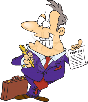 Royalty Free Clipart Image of a Salesman With a Contract