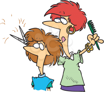 Royalty Free Clipart Image of a Woman Getting Her Hair Cut