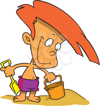 Royalty Free Clipart Image of a Boy Playing in the Sand