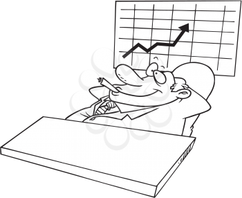 Royalty Free Clipart Image of a Man Behind a Desk