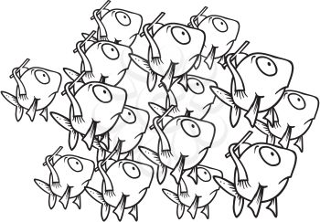 Royalty Free Clipart Image of a School of Fish