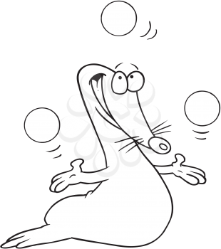 Royalty Free Clipart Image of a Juggling Seal