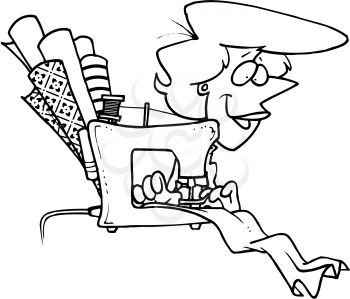 Royalty Free Clipart Image of a Woman Sewing