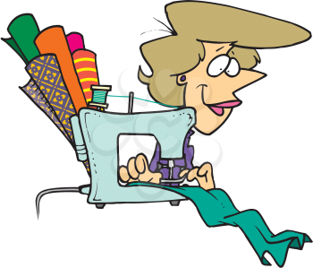 Royalty Free Clipart Image of a Woman Sewing