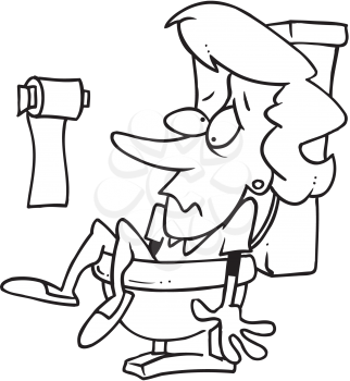 Royalty Free Clipart Image of a Woman Falling Into a Toilet