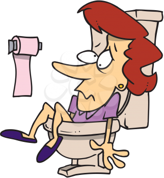 Royalty Free Clipart Image of a Woman Falling Into the Toilet