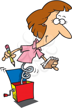 Royalty Free Clipart Image of a Secretary Jack-in-the-Box