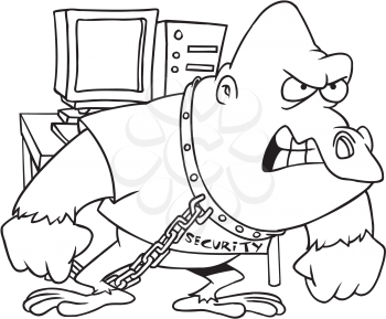 Royalty Free Clipart Image of a Guard Gorilla