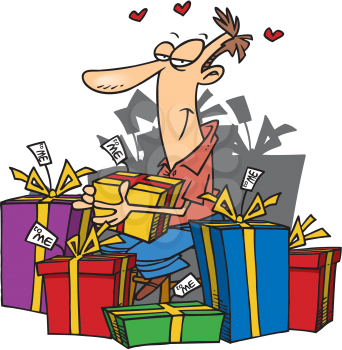 Royalty Free Clipart Image of a Man With Presents