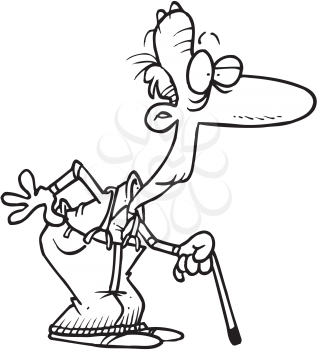 Royalty Free Clipart Image of an Older Man With a Cane