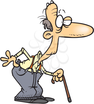 Royalty Free Clipart Image of an Old Man With a Cane
