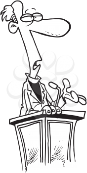 Royalty Free Clipart Image of a Minister in a Pulpit