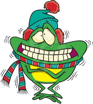 Royalty Free Clipart Image of a Shivering Frog