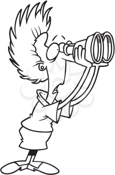 Royalty Free Clipart Image of a Shocked Woman Looking Through Binoculars