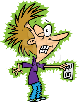 Royalty Free Clipart Image of a
Boy Getting Electrocuted Sticking His Finger in a Wall Socket