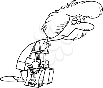 Royalty Free Clipart Image of a Tired Shopper