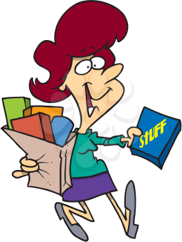 Royalty Free Clipart Image of a Woman With Groceries
