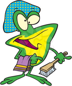 Royalty Free Clipart Image of a Frog Ready for the Shower