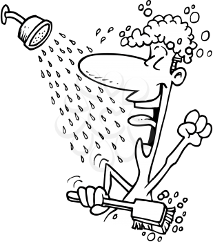 Royalty Free Clipart Image of a Man Singing in the Shower