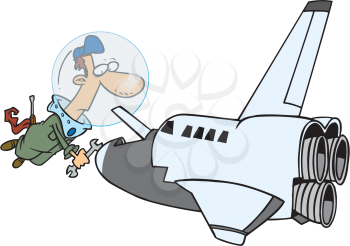 Royalty Free Clipart Image of a Shuttle Mechanic