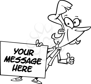 Royalty Free Clipart Image of a
Woman Holding a Message Board