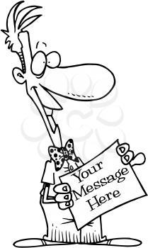 Royalty Free Clipart Image of a Man Holding a Message