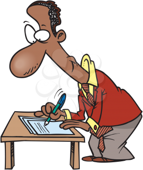 Royalty Free Clipart Image of a Man Signing a Paper