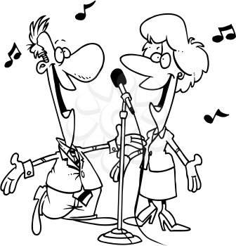 Royalty Free Clipart Image of a Couple Singing