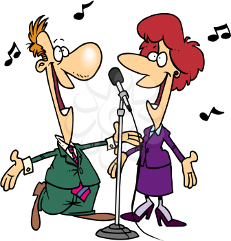 Royalty Free Clipart Image of a Couple Singing