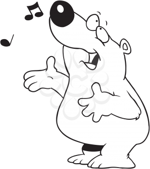 Royalty Free Clipart Image of a Singing Bear