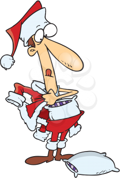 Royalty Free Clipart Image of a Skinny Man in a Santa Suit
