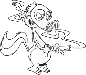 Royalty Free Clipart Image of a Skunk With a Gas Mask