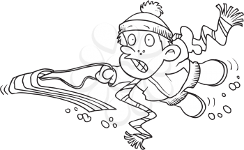 Royalty Free Clipart Image of a Boy Sledding