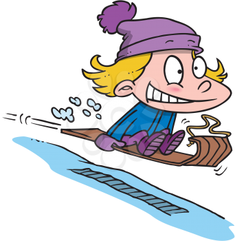 Royalty Free Clipart Image of a Child on a Toboggan