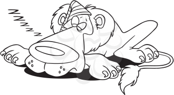 Royalty Free Clipart Image of a Sleeping Lion