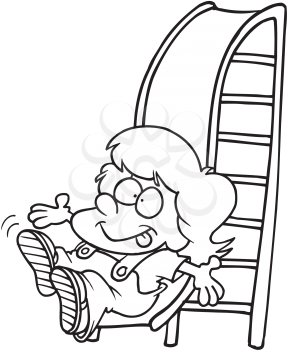 Royalty Free Clipart Image of a Child on a Slide