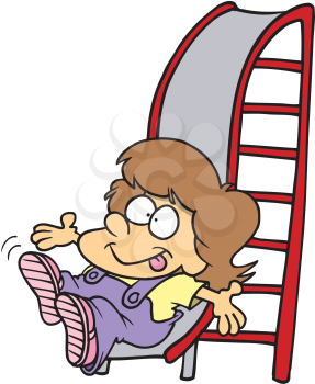 Royalty Free Clipart Image of a Child on a Slide