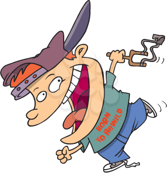 Royalty Free Clipart Image of a Boy With a Slingshot