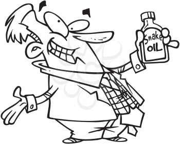 Royalty Free Clipart Image of a Snake Oil Salesman