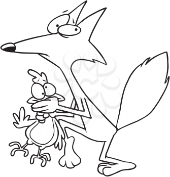 Royalty Free Clipart Image of a Fox Sneaking Off With a Chicken