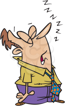 Royalty Free Clipart Image of a Man Sleeping Standing Up