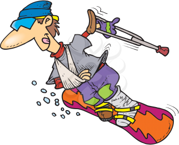 Royalty Free Clipart Image of an Injured Snowboarder