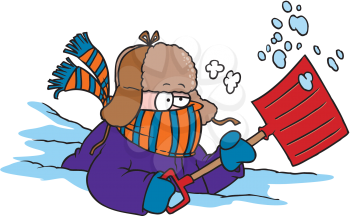 Royalty Free Clipart Image of a Man Shovelling Snow