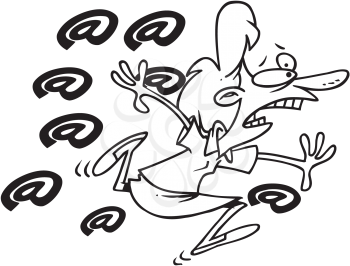Royalty Free Clipart Image of a Woman Running From At Symbols
