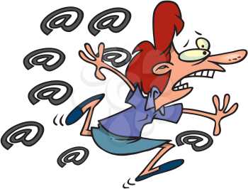 Royalty Free Clipart Image of a Woman Running From At Symbols